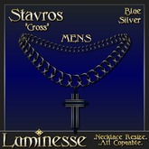 * * OUTLET PRICE * * STAVROS "Cross" Blue & Silver MENS Necklace