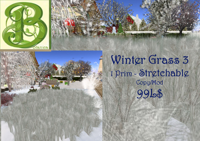 Snowy Grass Field 3, 1 prim, C/M 