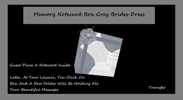 Memory Notecard Box Grey Brides Dress *CHB*