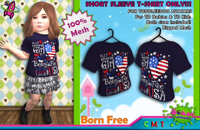 [SKTD] Toddleedoo Born Free Short Sleeve Mesh Shirt- 4th of July