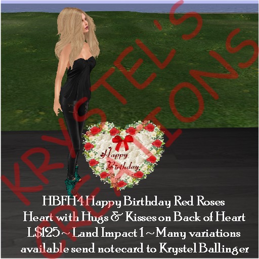 HBFH4 Happy Birthday Red Roses Heart (Rezz Me)