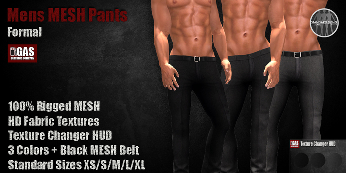 GAS [Mens MESH Pants Formal - 3 colors with HUD] Demo