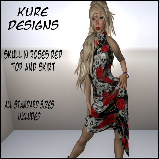Skull n Roses Red Skirt and Top box