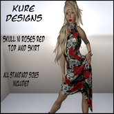 Skull n Roses Red Skirt and Top box