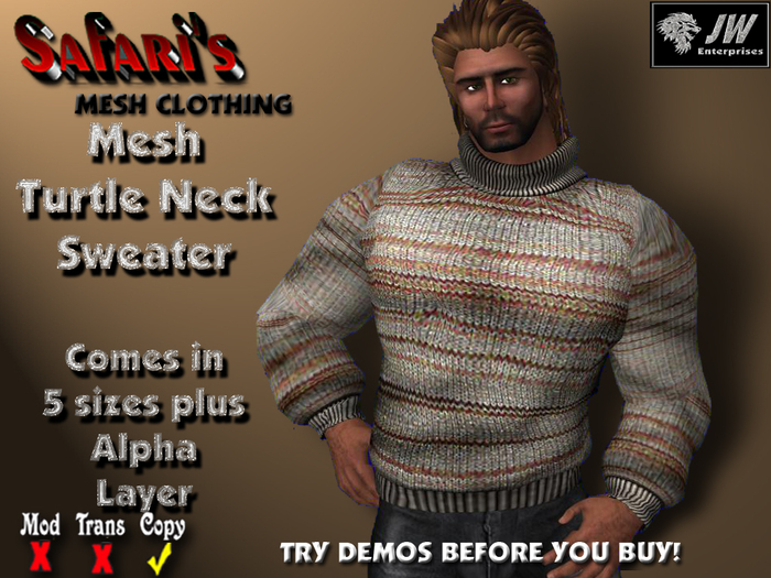 Safari's - Turtle Neck (Brown Stripe)