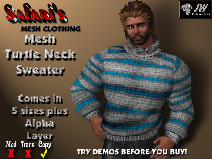 Safari's - Turtle Neck (Gray Stripe2)