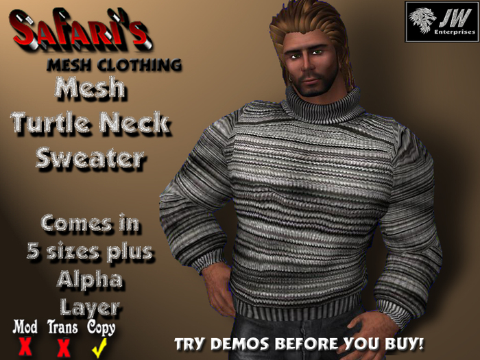 Safari's - Turtle Neck (Black Stripe)