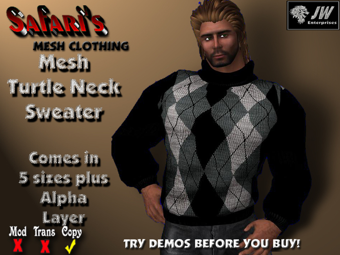 Safari's - Turtle Neck (Black Argyle)