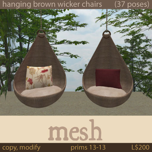 Brown Hanging Wicker Chairs