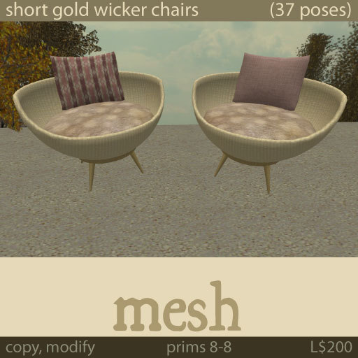 Gold Short Wicker Chairs