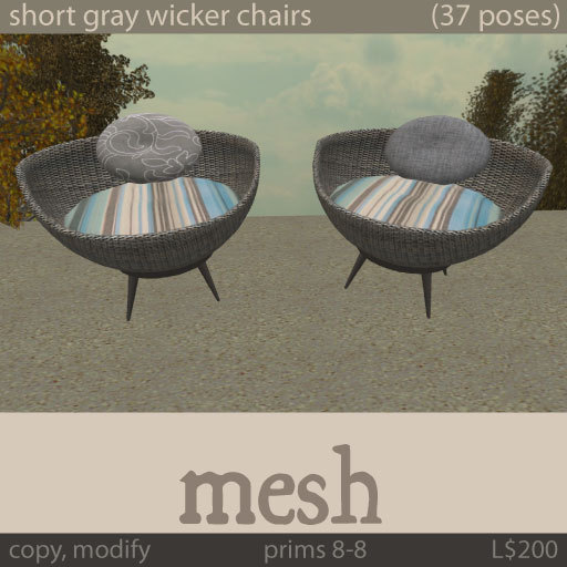 Gray Short Wicker Chairs