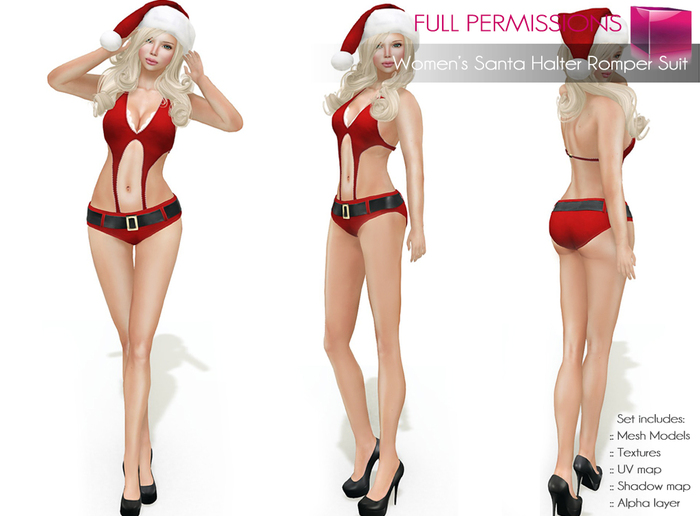 MI87142 Women's Santa Halter Romper Siit