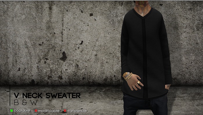 Estephano Valeur ]: Mens V Neck Sweater B&W [PROMO 50L FOR 5 DAYS]