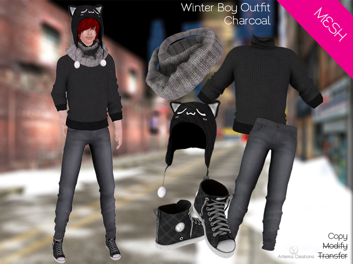 [A] Winter Boy Outfit - Charcoal