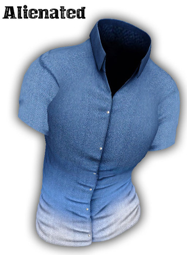 .::()A()::. :BlueWashBleachDipped: .Button Up SS Shirt