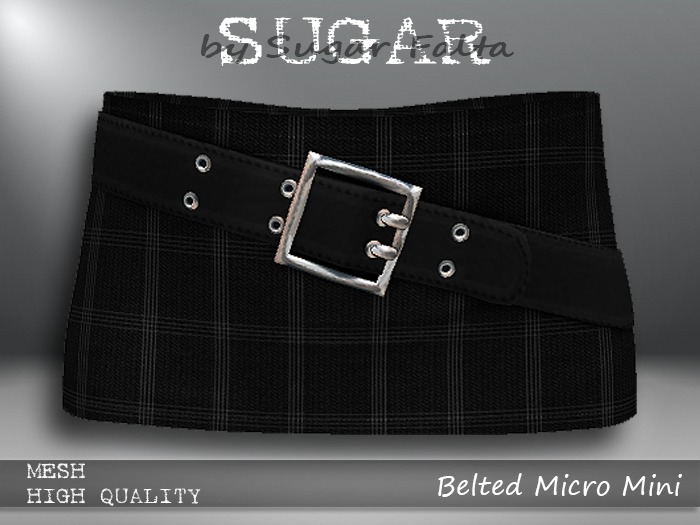 SUGAR Belted Micro Mini - BLACK PLAID