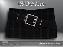 SUGAR Belted Micro Mini - BLACK PLAID