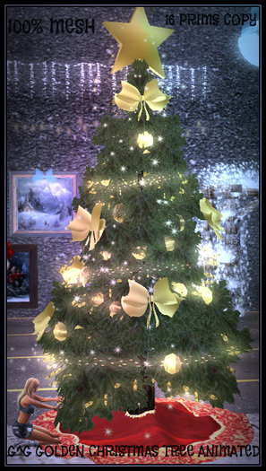 G^G Mesh GOLDEN CHRISTMAS TREE ANIMATED