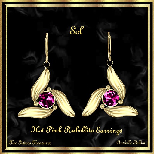 TST - SOL HOT PINK RUBELLITE EARRINGS YG.