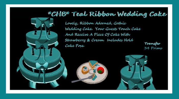 Teal Ribbon Wedding Cake *CHB*