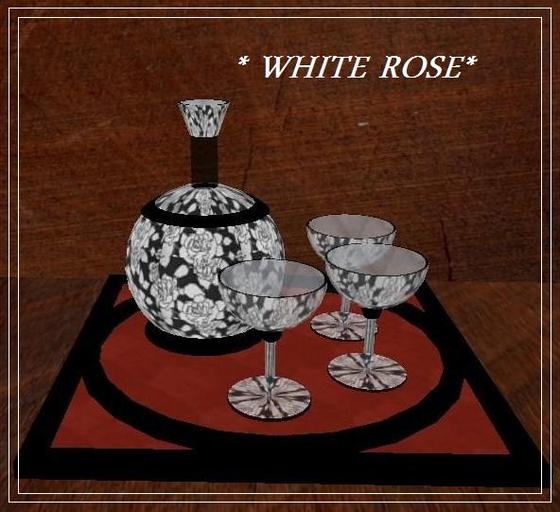 *WHITE ROSE*  anim. cocktail set