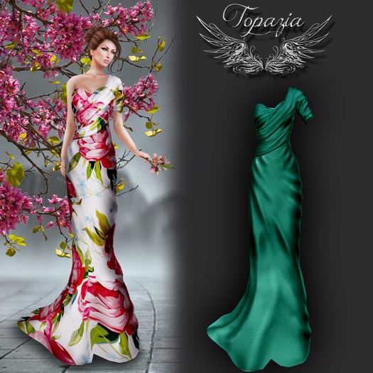 TOPAZIA-Celina gown (mesh) teal