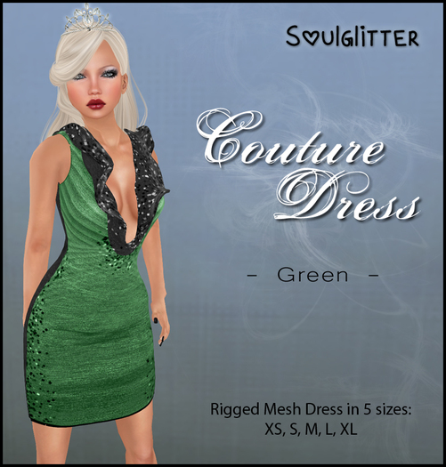 *Soulglitter* Couture Dress Green
