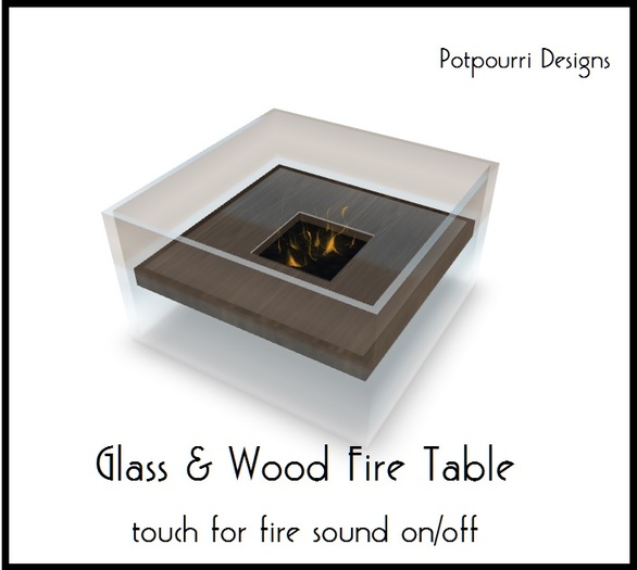 Wood & Glass Fire Table (boxed)
