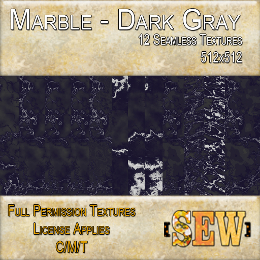 [SEW] Full Permission Textures - Marble Dark Gray