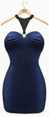 !Rebel Hope - Roxanne Mesh Leather Dress Blue