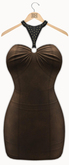 !Rebel Hope - Roxanne Mesh Leather Dress Brown
