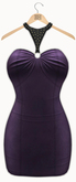 !Rebel Hope - Roxanne Mesh Leather Dress Purple