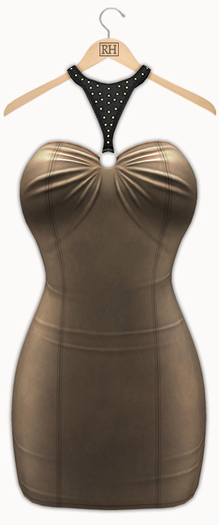 !Rebel Hope - Roxanne Mesh Leather Dress Tan