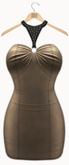 !Rebel Hope - Roxanne Mesh Leather Dress Tan