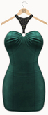 !Rebel Hope - Roxanne Mesh Leather Dress Turquoise