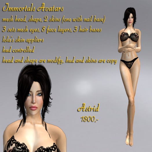 IMMORTALS FULL SIZE ASTRID MESH HEAD & AVATAR