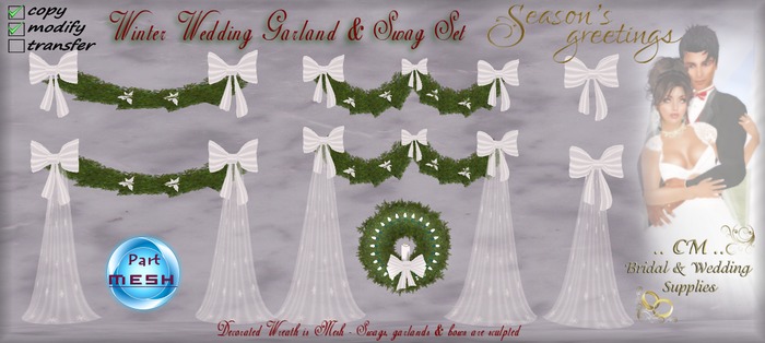 ..CM..Winter Wedding Garland & Swag Set *white*