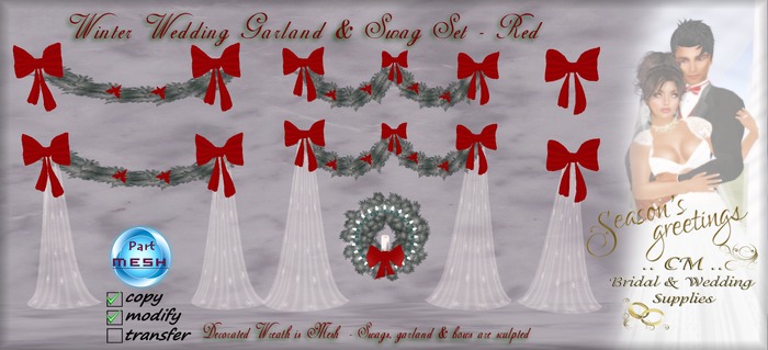 ..CM..Winter Wedding Garland & Swag Set *red*
