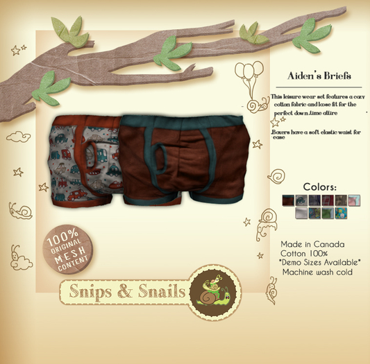 .S&S. Aiden's Briefs - Car Pack