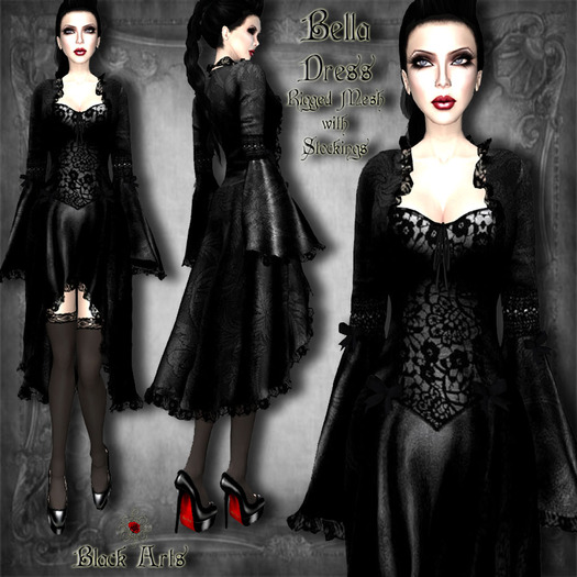 ~Black Arts~Bella Dress Rigged Mesh DEMO