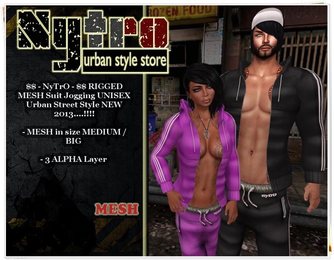 $$ - NyTrO - $$ RIGGED MESH UNISEX Outfit Suit Jogging PINK (Pant + Hoodie) Low Fit MAN / WOMAN Street Urban Style