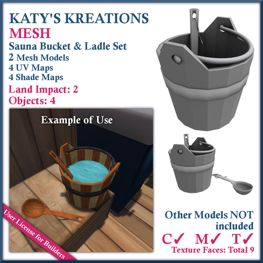 *KK* Sauna Bucket & Ladle Set MESH Vendor