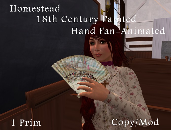 Homestead~18th Century Painted Hand Fan-Animated