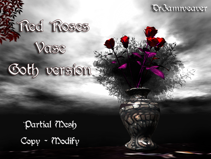 Dr3amweaver - Red Roses - Goth - in Vase (copy-mod)