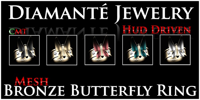 :Diamante: Butterfly Rings Set