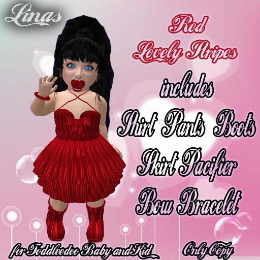 [Linas] Red Lovely Stripes Outfit *Toddleedoo* 