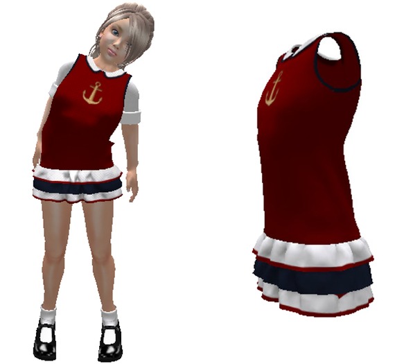 LITTLE GIRL SAILOR RED & SHOES [MESH]