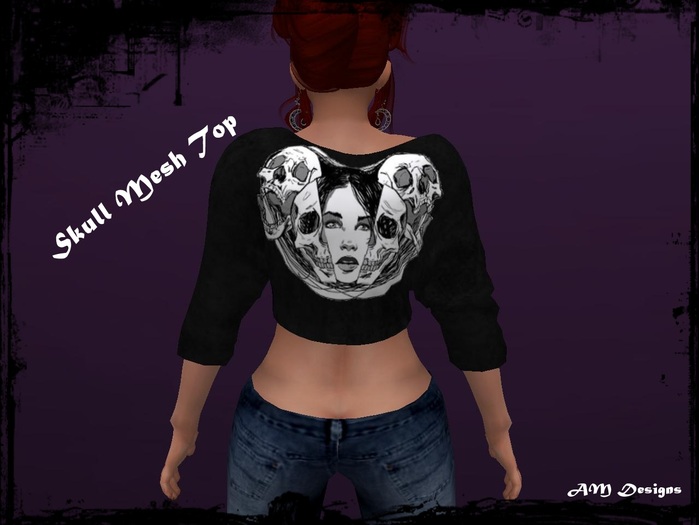 Mesh Female Skull Crop Top