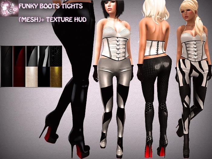 N1CO Funky Boots Tights + Texture HUD Mesh BAGGED