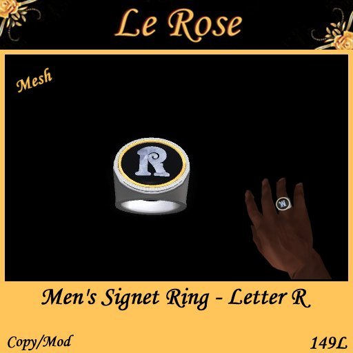 Le Rose - Men's Signet Ring Letter R